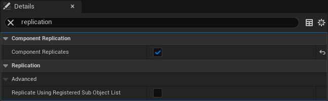 Static mesh replication details panel