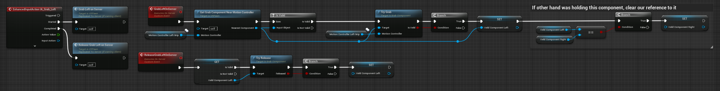 Blueprint code of the grab left action