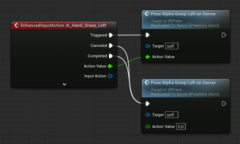 Blueprint code to set the pose alpha left grasp on the server