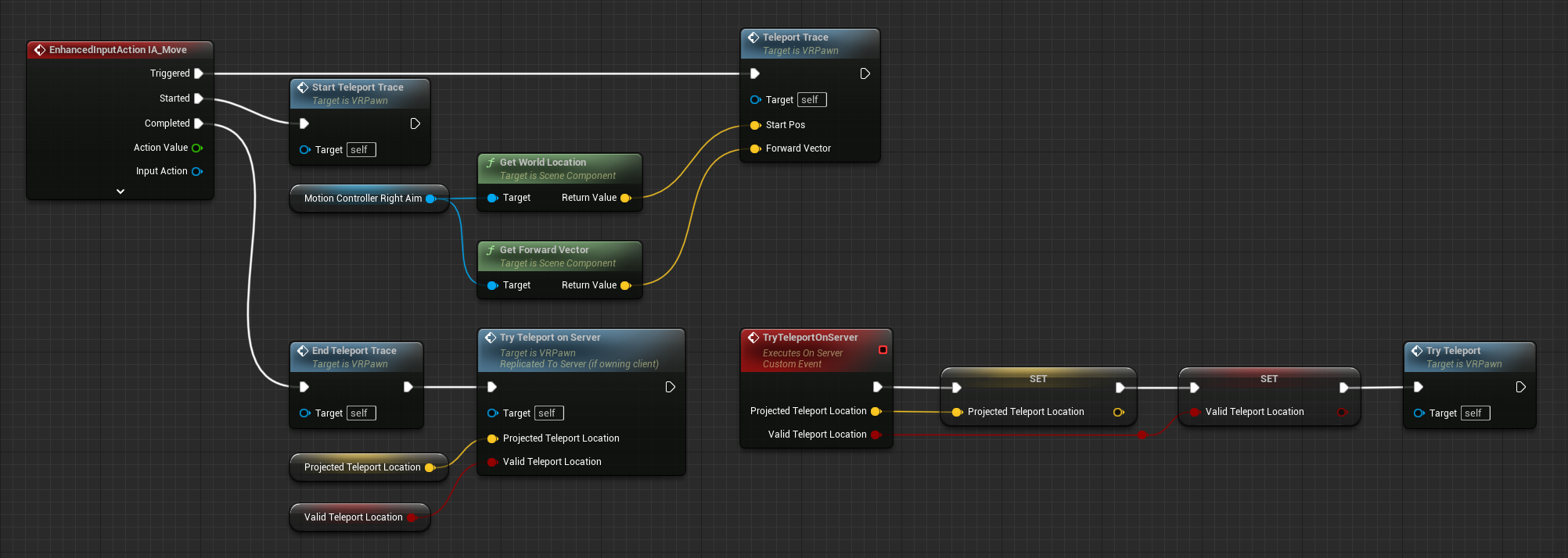 Teleport Blueprint code with networking