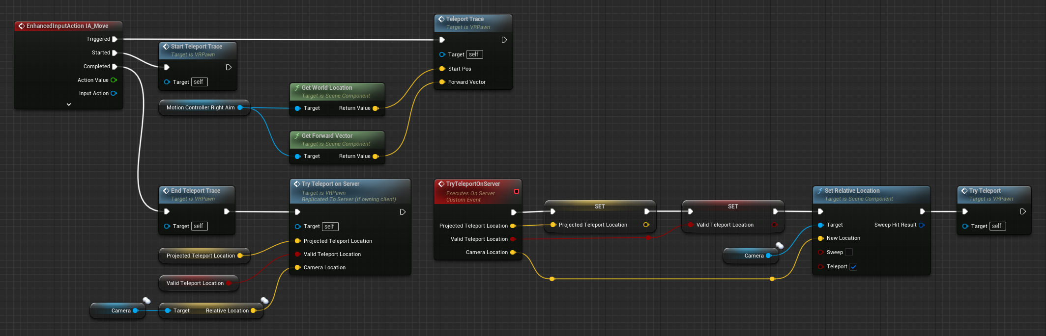 Teleport Blueprint code with networking and updated camera location